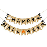 Happy Halloween Burlap Banner Party Decoration for Haunted House Home Mantle Indoor Decor