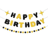 Black And Gold Happy Birthday Banner-Happy Birthday Decorations For Men Women Boys Girls Glitter Garland Birthday Sign For 30St 40St 50Th 60St Party Decor, Backdrop Supplies
