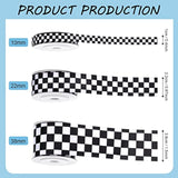 3 Rolls Black Grosgrain Ribbon White Checkered Printed Ribbon Racing C
