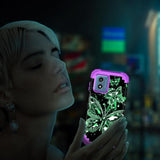 For Moto G 5G 2024 Case,Glow In The Dark Three Layer Heavy Duty Shockproof Protection Hard Plastic+Soft Silicone Full Body Drop Protective Case Moto G 5G 2024,Purple