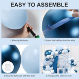 Blue & White Balloon Garland Kit – 134pcs for Baby Shower, Birthday and Winter Party Decor