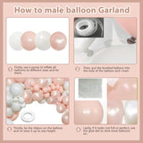 Pink And White Balloons Arch Kit, Double Stuffed Pastel Pink Balloons Garland Boho Baby Pink White Orange Neutral Balloons Arch Kit For Wedding Birthday Bridal Shower Birthday Party Decorations