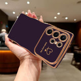 For Samsung Galaxy S24 Ultra Case For Women Girls, Cute Wave Frame Curly Shape With Love Heart Raised Camera Protection Luxury Plating Shockproof Phone Case For Galaxy S24 Ultra 5G,Dark Purple