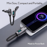 Multi Charging Cable Keychain Charger Cable With Led Display, 4-In-1 Multi Usb C Fast Charging Combo Lightning/Type C/Usb A/Usbc For Iphone Ipad Macbook Airpods Samsung Google (60W, 7.3 Inchs)