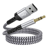 USB to 3.5mm Male AUX Audio Jack Cable,3FT USB A to 3.5mm TRS Audio Cord Jack Adapter Nylon Braided Stereo AUX Cable for PC Compurter Speaker