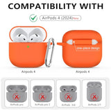 AirPods 4 Case 2024 with Cleaner Kit, Orange - Premium Silicone Protection