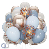 68Pcs Dusty Blue And Champagne Gold Balloons 12 Inch Sand White Pastel Baby Blue Confetti Balloon For Boy Baby Shower Bridal Shower Birthday Wedding Party Decorations.