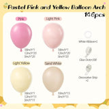 146Pcs Pink And Yellow Balloon Garland Arch Kit, Pastel Pink Light Pink Pastel Yellow Sand White Latex Balloons For Cartoon Bear Themed Birthday Wedding Baby Shower Party Decorations