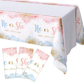 3 Pieces Pink Gender Reveal Tablecloth For Boy Or Girl Blue Gender Reveal Party Decorations Supplies Pink And Blue Plastic Table Cloth Disposable Table Covers For Baby Shower 108 X 54 Inch