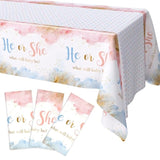 3 Pieces Pink Gender Reveal Tablecloth For Boy Or Girl Blue Gender Reveal Party Decorations Supplies Pink And Blue Plastic Table Cloth Disposable Table Covers For Baby Shower 108 X 54 Inch