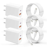 Usb C Charger Iphone Charger Fast Charging 3Pack 20W Pd+Qc3.0 Usb A Dual Port Wall Charger Block With 6Ft Usb C To Lightning Cable Compatible With Iphone 14 Pro Max/13Pro/12/11/Xs/Xr/X