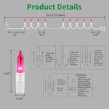 Pink Christmas Lights Set 100 Count 19.6 Feet Incandescent Bulb Mini String Lights For Indoor Christmas Tree Garland Bir