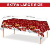 3 Pack Christmas Red Truck Tablecloths Decor Plastic Xmas Party Table Covers Retro Merry Christmas Tree Farm Print Party Supplies Xmas Winter Holiday B'Day Party Decor, 54''X108'' (Plaid)