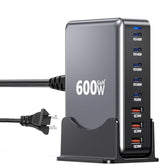 600W Usb Charging Station,8-In-1 Multiple Usbc Charger Block,Dual Pd 140W Laptop Fast Charger Adapter,Multiple Devices Hub Compatible With Macbook Pro/Air,Dell,Iphone15/16,Galaxys24/S23 And More