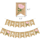 Love Is In Bloom Banner Floral Bridal Shower Decoration Flower Burlap Garlands Blooming Shower Supplies, Pink