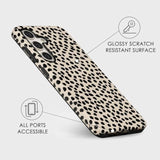Cheetah Print Phone Case For Samsung Galaxy S25 Plus Case Girly, Cute Leopard Case For Women, Luxury Trendy Retro Animal Print Design, Aesthetic Pattern Hard Shell Plastic Cover, Beige Dots
