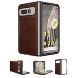 For Google Pixel Fold Case, Leather Case, Pu Leather + Hard Pc Shell Ultra Thin Slim Durable Protective Phone Case Cover For Google Pixel Fold 2023 (Brown)