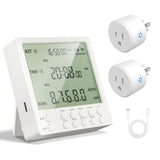 Wireless Digital Timer Outlet Remote Control, Expandable Rf System (Controller + 2 Plugs) With Energy Monitor, Rechargeable Timer 19 On/Off Programs For Indoor Holiday Lights, Aquarium, Grow Lights