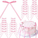 Pink Bows For Cake, 30Pcs Pink Bow Cake Topper, Ribbon Bowknot For Vintage Cake Decorating, Balloon, Coquette Themed Party Decorations, Birthday, Wedding Party Supplies