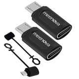 USB C to Micro USB Adapter 2-Pack with Silicone Holder for Phones and Power Banks