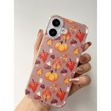Fall Leaves Pumpkin Acorns Case Compatible With Iphone 16, Aesthetic Autumn Halloween Case For Iphone 16