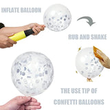 62Pcs Party Decorations Balloons Kit - 12 Inches Silver White Confetti Party Balloons For Graduation Birthday Wedding Party Baby Shower Decoration Supplies