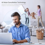 Bluetooth 5.0 Headset, Wireless Headset With Microphone (Ai Noise Cancelling), 35Hrs Bluetooth Headphones With Usb Dongle For Pc, Suitable For Remote Work/Call Center/Zoom/Online Class/Trucker