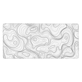 Large Gaming Mouse Pad White Topographic Contour Mouse Pad With Stitched Edges & Nonslip Rubber Base Extended Xxl Long Mousepad Big Desk Mat For Company Office Work, 35.4 X 15.7 In