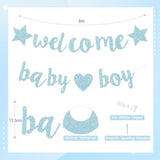 Baby Boy Shower Decorations - 3M Long Welcome Banner, Blue For Gender Reveal Party