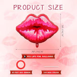 6 Pc 30" Big Red Lip Balloons Foil Kiss Balloons for Valentine's/Galentine's Decor