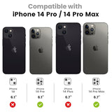 For Iphone 14 Pro / Iphone 14 Pro Max Camera Lens Protector, 9H Tempered Glass Camera Cover Screen Protector Metal Individual Ring Protector For Iphone 14Pro 6.1 Inch Iphone 14 Promax 6.7 Inch