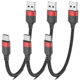 6 Inch Short Usb C Cable, 0.5Ft 3 Pack Usb A To Usb C Cable Nylon Braided Short Type C Charger Cord Fast Charging For Iphone 16 15 Samsung Galaxy S24 S23 S22 Note 20 10 A50 A20 Moto G Lg