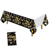 Happy New Year Plastic Table Cloth For Parties, 2026 Disposable Table Cover, Plastic Party Table Clothes Decorations Supplies.(108”L X 54”W)