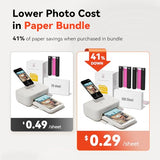 Photo Printer 4X6 With 108 Sheet Photo Paper& 2 Ribbon, Instant Picture Printer For Iphone, Smartphone, Thermal Dye Sublimation, Wi-Fi Connnecting, Home Use, White