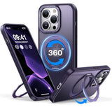 Case For Iphone 14Pro, 360 Rotatable Ring Stand, Raised Camera Frame, Shockproof With Magsafe Purple