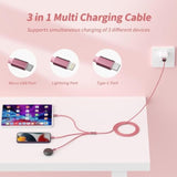 2-Pack 4ft 3-in-1 Nylon Braided USB Charging Cable Type-C Micro iP Universal