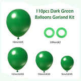 110pcs Dark Green Balloon Garland Kit – Assorted Sizes for Party, Baby Shower & Graduation