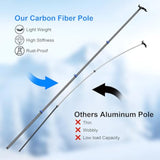 Carbon Fiber Christmas Light Pole Hanger Tool Tree, 4.7 To 24Ft Telescopic Extension Pole With Utility Hook For Holiday Light Installation, Multi Purpose Pole With Universal Thread Lightweight