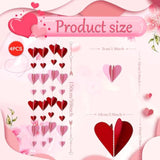 19.7Ft Valentines Day Decorations 3D Heart Garland Paper Hanging Streamers 32 Pcs Red Pink String Red Heart Shape Ornament For Valentines Anniversary Wedding Birthday Party Supplies