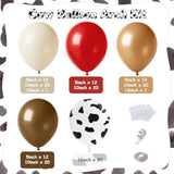 Red Brown Cow Balloon Arch Kit 153pcs Farm Western Party Decorations