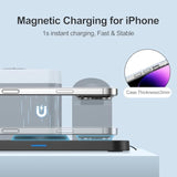 Wirelss Charging Staion,3 In 1 Multiple Charger Stand With Alarm Clock,7 Night Light,Mag-Safe Charging Dock For Iphone 16 15 14 13 12 11 Pro Max Plus,Apple Watch10/9/8/7/Ultra/Se,For Airpods