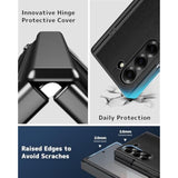 For Samsung Galaxy Z Fold 7 Case With Privacy Screen Protector,Hinge Protective Invisible Kickstand Ultra Slim Heavy Duty Rugged Shockproof Leather Cover For Samsung Galaxy Z Fold 7 Black