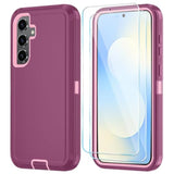 Samsung Galaxy S25 FE 6.7'' Phone Case with 3-Layer Heavy Duty Shockproof and Dropproof Cover, Wine Red and Pink Color Options, Includes HD Screen Protector