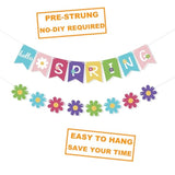 Hello Spring Banner Spring Flower Bunting Garland Spring Easter Party Decorations For The Home Indoor Outdoor Mantel Fireplace Hanging Decor