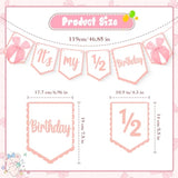 It'S My 1/2 Birthday Banner, Sweet Half Birthday Banner For Little Princess Pink Party, Pink Bow Decorations For Six Months Girl