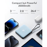 Portable Charger With Built-In 4 Cables, 20000Mah Battery Pack Charger Portable Pd 20W Fast Charging, Power Bank For Iphone 16 15 14 13 12 11 X Samsung Galaxy Series Android Phone,Blue(1Pack)