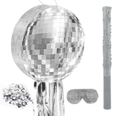 12.5 Inch Disco Party Pinata 80S 90S Roller Skating Mirror Disco Ball Pinata With Blindfold Stick Confetti For 80S 90S Discos Birthday Wedding Party Supplies Decor (Discos Ball)