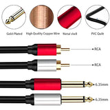 2 X 6.35 Mm To 2Rca Cable,Dual 1/4 Inch Ts Stereo Jack Male To 2 Rca Male Ster