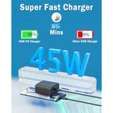 2025 New Super Fast Charger Type C, 45W Usb C Wall Charger Fast Charging For Samsung Galaxy S25 Ultra/ S25/S25+/S24+/ S24 Ultra/S24/S24+/S23 Ultra/S22 Ultra/S21 Ultra