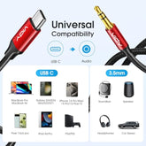 Usb C To Aux 3.3 Ft, Type C To 3.5Mm Male Aux Cord For Car, Usb-C To Headphone Stereo Jack Cable Compatible With Iphone 16/15/Plus/Pro/Pro Max, Galaxy, Ipad/Pro/Air